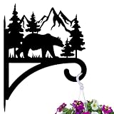 peacoblue Iron Plant Hanger Hook for Outdoor Indoor Hanging Plant Flower Fern Pot Lantern Bird Feeder,12'x15' Weather Resistant Metal Wall Holder for Porch Garden Farmhouse(Forest Bear and Mountain)