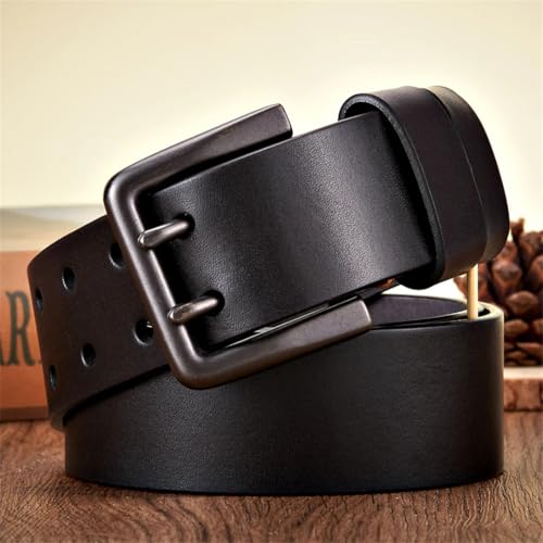 Men’S 4.3Cm Thick Genuine Leather Belt Double Pin Buckle Solid Fashion Cowboy Business Strap2