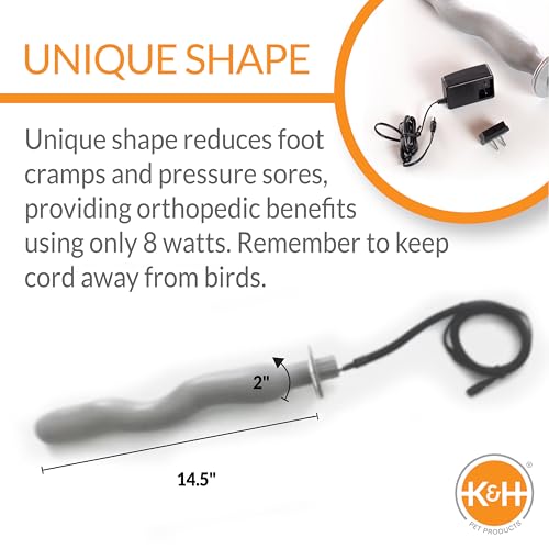 K&H PET PRODUCTS Poleiro de pássaro aquecido Thermo-Perch cinza grande 5 x 36 cm