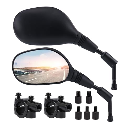 Espejos Retrovisores Moto, Retrovisores Moto con Tornillos de 8 mm y 10 mm, para Manillar de 7/8 Pulgadas, Ajuste de 360 Grados, para ATV,Scooters, Bicicletas(Estilo 1)