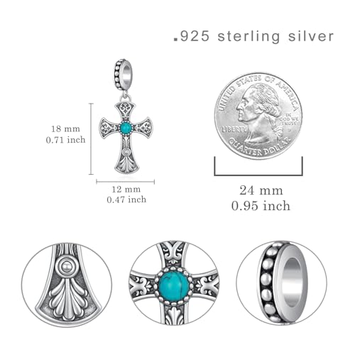 Turquoise Cross/Dragonfly Charms 925 Sterling Silver Charms for Bracelets Turquoise Jewelry Gifts for Women Mom4