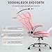 Comermax Ergonomic Executive Office Chairs with Adjustable Lumbar Support, 90-120° Rocking Managerial Chair Swivel Desk Chairs with Padded Flip-up Armrests (Pink), Medium(300lbs)