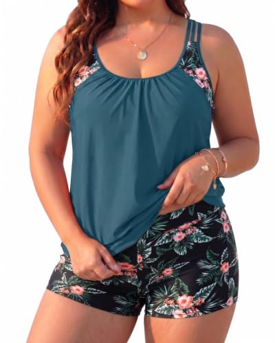 Image of Womens Plus Size Tankini Swimsuit Two Piece Tummy Control Bathing Suit