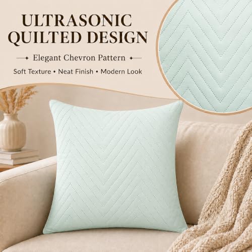 Image of RD TREND UltraSonic Microfiber Cushion Covers, 60 x 60 cm /24 x 24 inches, Set of 5, 250 TC,Back Zipper (Peista Green)