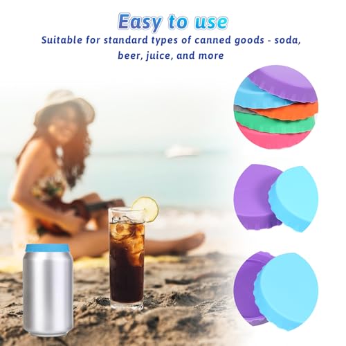 6 Stück Getränkedosen Verschluss, Dosen-Deckel, Silikon Gummi Flaschendeckel, Wiederverwendbare Bierdosen Abdeckung, Bunte Deckel für Standard-Soda-/Getränkedosen