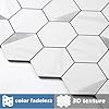 20-Sheet Hexagonal Peel and Stick Backsplash, Jazz White Kitchen Backsplash Wall Tiles, Stone Surface Waterproof Stick on Tile for Bathroom, RV, Fireplace