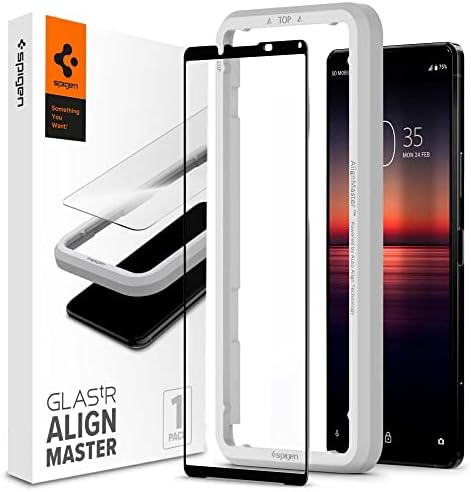 Spigen, 1 Pack, Screen Protector for Sony Xperia 1 II, Full Screen Coverage, AlignMaster, Auto-Align Technology, Case Friendly, Xperia 1 II Compatible Full Screen Tempered Glass