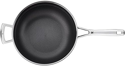 WMF Professional Resist Wok Diameter Multi-layer Material Fully Coated Honeycomb Structure Plastic Handle Suitable for Induction Cookers Black Fully coated Black stainless steel, 28 cm