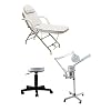 Buy-Rite Silver Facial Spa Package - 2-in-1 Ozone Facial Steamer & Magnifying Lamp, Stationary Facial Bed, White Round Stool - Professional Esthetician Equipment Set, BR-SILVERFACIALSPA