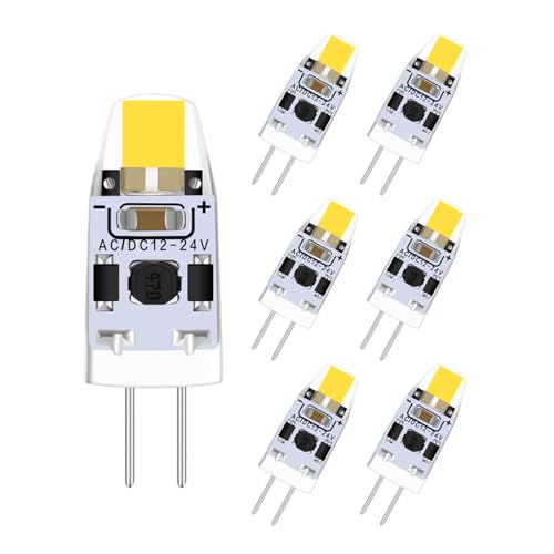 tkhetiana G4 LED Bulb 2W Cool White,12-24V AC/DC G4 Bi-Pin Led Light Bulbs 6000K,Replacement 10-15W g4 Halogen Bulb,12V LED,6 Pack