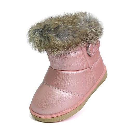 Baby flicka snöstövlar varma mjuka vinterskor stövlar fodrade med bomull för barn, 2 rosa, 20 EU