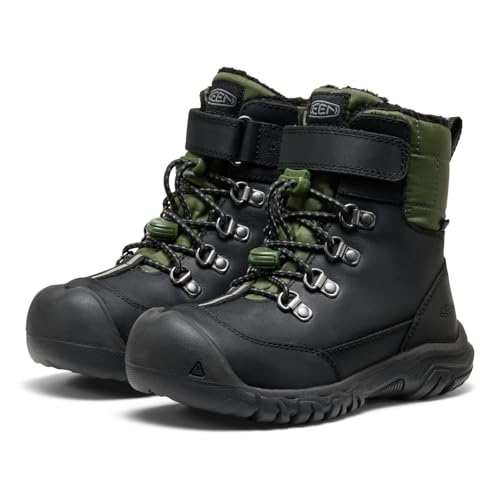 KEEN Unisex Kinder Kanibou wasserdichte Schneestiefel, Schwarz, Bronze, Grün, 10 UK