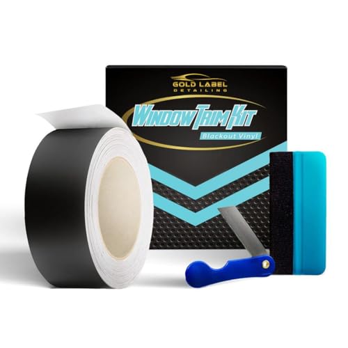 Image of 3M Black Out Trim Chrome Delete Vinyl Wrap Kit | 25ft Roll of 3m Scotchprint 2080 | Felt Edge Squeegee and Razor Blade Included (Satin, 2 inch by 25ft)