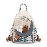 DIRRONA Mochila Mujer Lona Boho Vintage Mochila Mujer Pequeña Convertible Bolso Bandolera Bolso Pecho Mochila Viaje Mujer Ligera para Diario Viaje Shopping