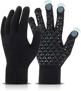 Winter Warm Gloves for Men Women, Lightweight Touch Screen Thermal Gloves Winter Anti-slip Grip Gloves, Soft Knit Lining, Elastic Cuff Knit Stretchy Material for Driving Running Typing