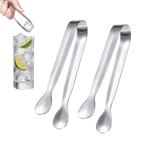 2er-Set Edelstahl-Küchenzange, Professionelle Kochpinzette, Eiswürfelzange, Zuckerzange, Metallzange, Edelstahl Zuckerzange für Eiswürfel, Dessert, Buffet, Picknick, Hochzeit, Bar, Party, Buffet
