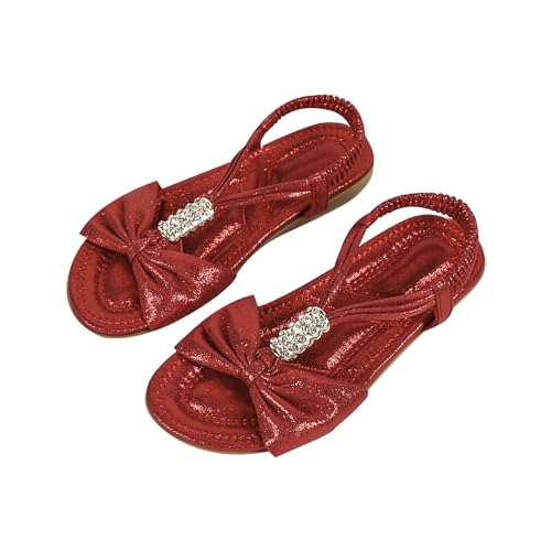 Image of Toddler Girls Sandals Elastic Strap Comfort Soft Princess Flats Summer Cute Bowknot Summer Shoes