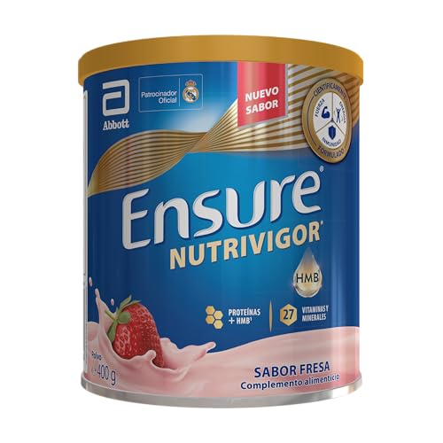 Ensure Nutrivigor - Complemento Alimenticio para Adultos, con HMB, Proteínas, Vitaminas y Minerales, como el Calcio - Sabor Fresa - 400 g
