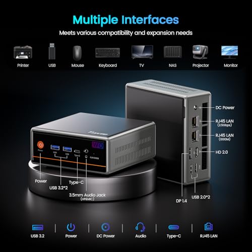 Image of Trycoo Mini PC, AMD Ryzen 5 5600H,16GB DDR4 /512GB NVMe SSD,Type-C /DP /HD,Dual LAN /WiFi6 /BT5.2 /USB3.2 Mini Computers