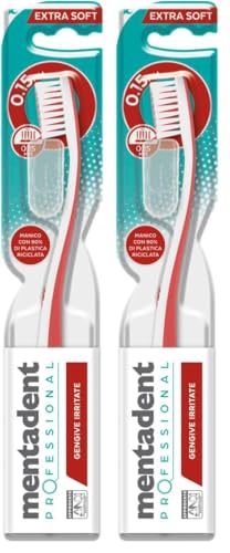 Mentadent Professional Gengive Irritate, Spazzolino Professionale per Irritazione Gengive e Parodontite, Setole Morbide 0,15mm, Testina Piccola, Manico Ergonomico, Disegnato e Prodotto in Italia