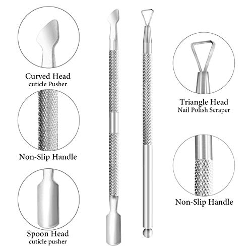 Nail Files, 6 Pcs Professional Nail File and Buffer Double Sided Emery Boards, Cuticle Nippers and Cuticle Pusher Manicure Tools Set for Gel Nail Art Fingernails Toenails (8") - Image 6