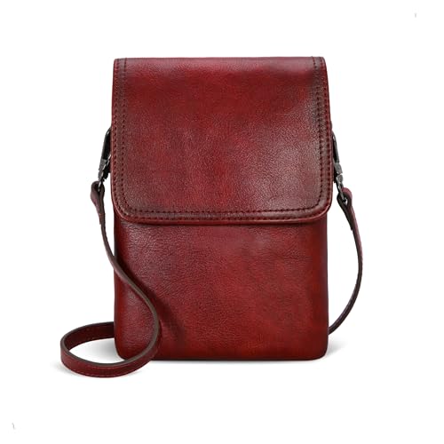 Image of Iswee Rfid Blocking Small Crossbody Bag for Women Travel Classic Style | Genuine Leather，Adjustable Shoulder Strap,Fits 6.9 inch Phone,Anti-Theft Purse,Perfect for Daily Use and Weekend Travel