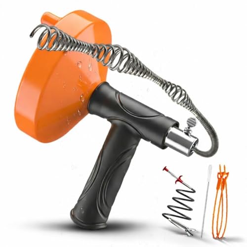 Spirale de nettoyage de canalisations 10 m - Outil de débouchage - Pour canalisations, cuisine, salle de bain, douche, WC, canalisations bouchées, ouvre-canalisations