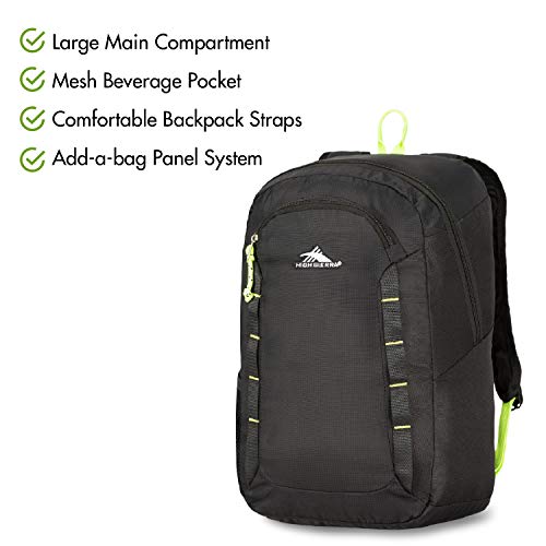 High Sierra AT8 Wheeled Carry-On with Pack-N-Go Backpack, Black/Zest