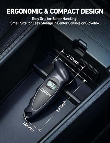 Image of AstroAI Digital Tire Pressure Gauge, Industrial Tire Gauge Calibrated to ANSI B40.7 + /-1PSI, AAA Batteries, for Light Trucks, Pickup Trucks, SUVs, Cars, Grey