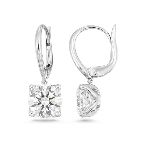 1/2 to 4 Carat Round Lab Grown Diamond Dangle Drop Earrings for Women I 14k Gold Earrings (G-H, VS1-VS2, 0.5 to 4 cttw) 4-Prong Set Brilliant Cut Diamond Leverback by Carbon Atelier