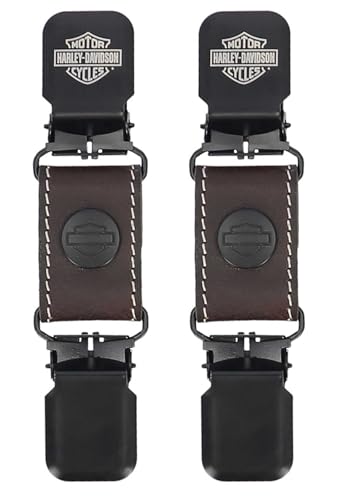 Harley-Davidson Men's Etched Bar & Shield Logo Leather Boot Clips – Brown