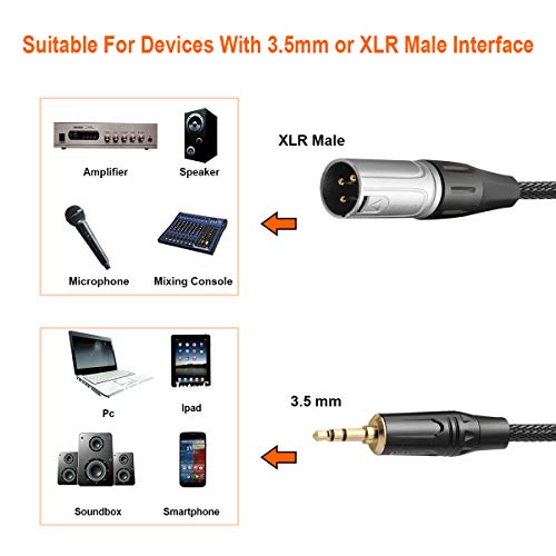 Tisino 3.5Mm To Xlr Balanced Cable Adapter, Gold-Plated 1/8 Inch Mini Jack Aux To Xlr Male Mono Audio Cord For Cell Phone, Laptop, Speaker, Mixer - 1Ft #TOP2