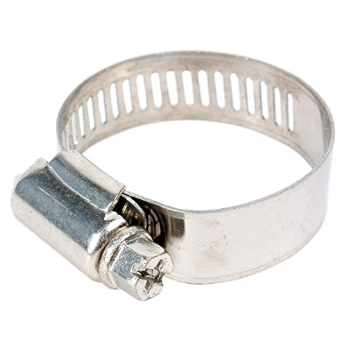 Aexit 5pcs 21-38mm Clamps Adjustable Worm Drive Water Hose Pipe Clamp Hoop Clip Strap Clamps Silver Tone