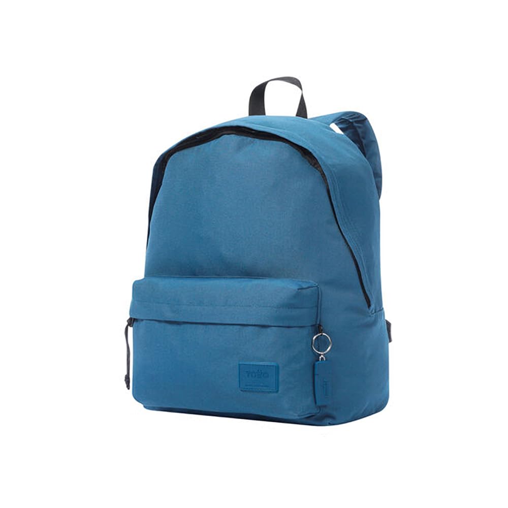 TOTTO Pack Mochila y Estuche, Modelo Kalex, Estuche Redondo, Mochila para Ordenador Portátil 14 Pulgadas, 2 Bolsillos, Organizador Interno con Llavero Extraíble, Correas en S, Color Legion Blue