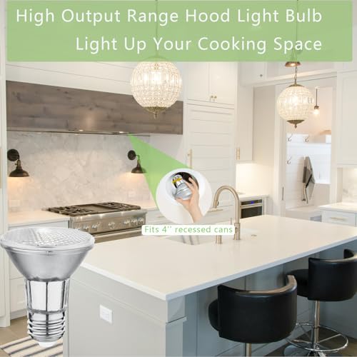 AHEVO 7W PAR20 LED Range Hood Light, E26 120V, 595lm, Waterproof IP65, Replacement 50W Halogen Cup. Spot Bulbs for Kitchen Appliances, Track Lighting, Outdoor Landscaping, Dimmable, Warm White, 2 Pack by AHEVO - Used condition - Image 3