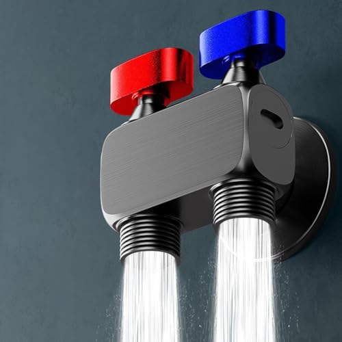 Robinet d'angle double commande 1 entrée 2 sorties en laiton chromé pour douche - 4