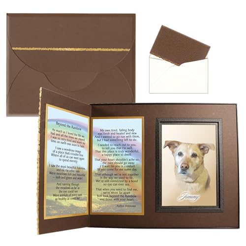 Expressly Yours! Photo Expressions Pet Memorial Gifts for Dogs, Beyond the Rainbow Dog Memorial Picture Frame, Gift-Boxed with Message Card, Brown with Foil Accents