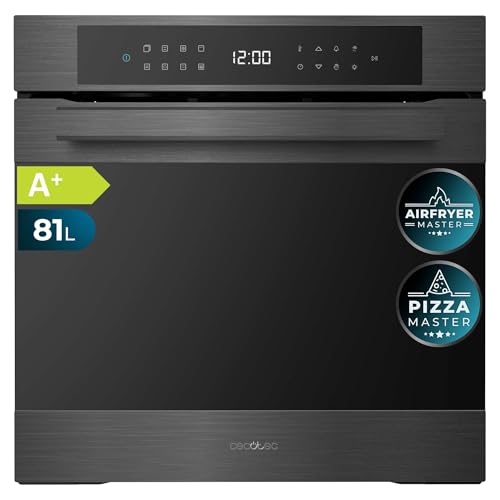 Cecotec Horno Integrable Pirolítico 60cm Bolero Hexa P506000 Matt A+. 3400W, 81L de Capacidad, 11 Funciones con Airfryer Master, Pizza Master, 3D Cooking, Steam Base X2, Pirólisis