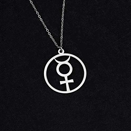CENWA Mercury Pendant Alchemical Symbol Stainless Steel Necklace Mercury Symbol Jewelry Astrological Symbol Jewelry4