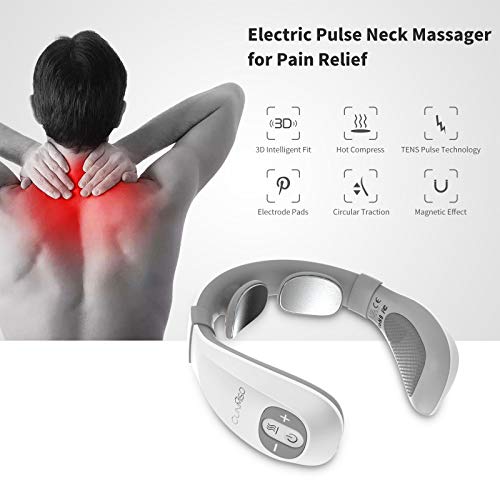 Electric Pulse Neck Massager for Pain Relief, Cunmiso Intelligent Neck Massage with Heat, 6 Modes 15 Levels Cordless Deep Tissue Trigger Point Massager, Portable Neck Massager for Women Men Gift Electric Pulse Neck Massager for Pain Relief, Cunmiso Intelligent Neck Massage with Heat, 6 Modes 15 Levels Cordless Deep Tissue Trigger Point Massager, Portable Neck Massager for Women Men Gift