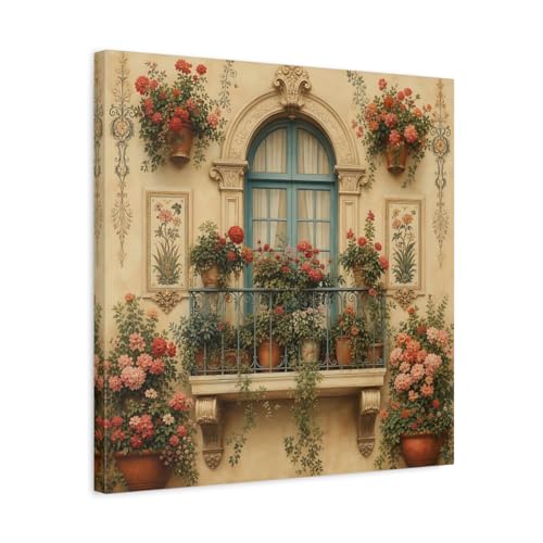 Toile florale balcon au-dessus de la console du salon élégant