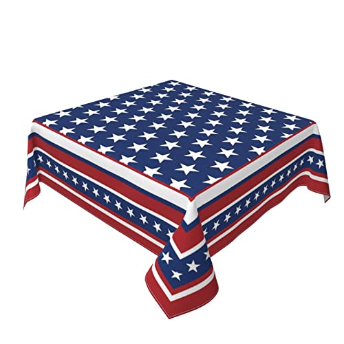 4Th Of July Tablecloth Square 60 Inch Patriotic Memorial Independence Day Table Cloth American Flag Blue Tablecloths Polyester Fabric Farmhouse Rustic Table Cover For Home Kitchen Dining Party #TOP4