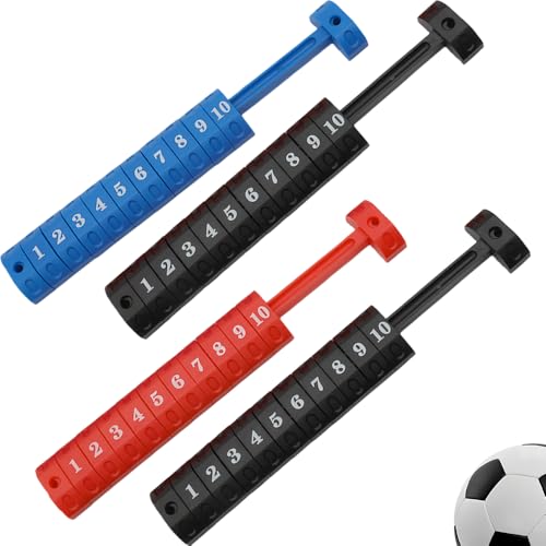 TWZKXC Table Football Counter, 4 Pack Foosball Table Parts Score Counters, Foosball Ball 10 Numbers Scoring Score Counter, Table Football Score Keeper for Air Hockey, Shuffleboard, Black, Red, Blue