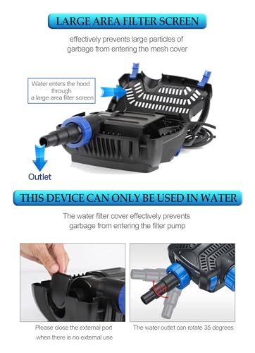 Eco-Sphere Energy-Saving 4280GPH Pond Pump Electronic Waterfall and Filter Pump for Ponds Up to 8560-Gallon. automatic start stop.33-ft Cord.Ceramic bearings, IpX8, UL certified