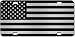 JASS GRAPHIX American Flag License Plate Matte Black on 1/8" Black Aluminum Composite Heavy Duty Tactical Patriot USA Car Tag (Black on Brushed)