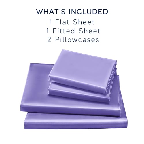 Drap en satin lavande infroissable pour lit double sans plis - 5