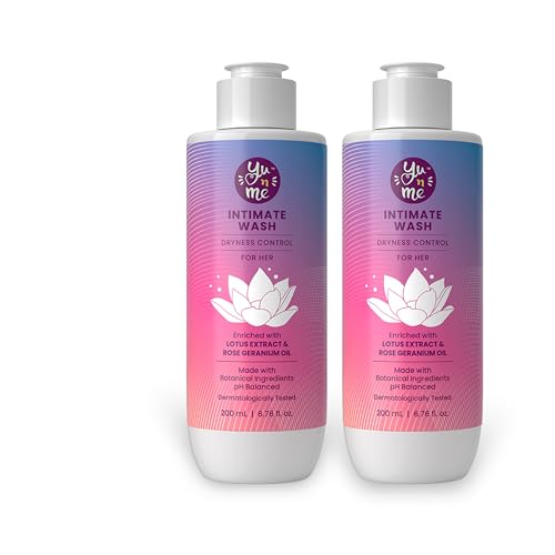 Image of Yu n Me Dryness Control Intimate Wash for Women | 200ml Feminine Hygiene Cleanser | Lotus & Rose Geranium Extracts | pH Balanced Vaginal Dryness Relief | Dermatologically Tested | Paraben & Sulfate Free | PO2