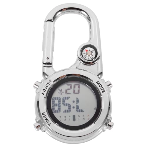 Reloj de bolsillo para hombres en acero inoxidable con mosquetón resistente para acampar