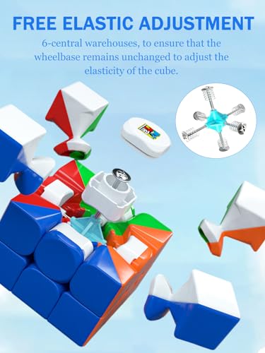 Image of CFMOUR Magnetic 3x3 Speed Cube - Stickerless Magic Cubes with Stand | 48 Magnets, Moyu Meilong 3M, Fast Turning, Durable, Brain Teaser, Birthday Party Gift, 3D Puzzle, Vivid Colour, Travel Game
