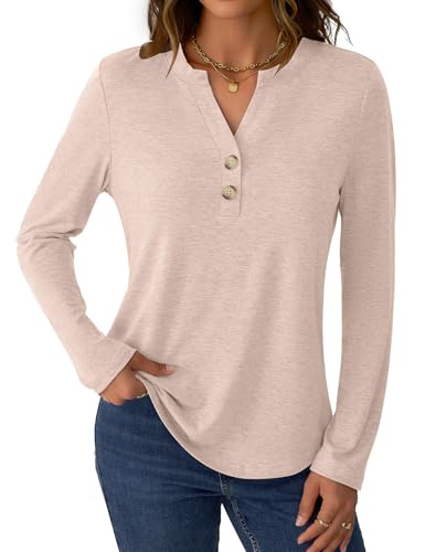 Women's Long Sleeve V-Neck Top $6.50 – Casual Button Blouse, Loose Fit Tunic for Fall - image 2